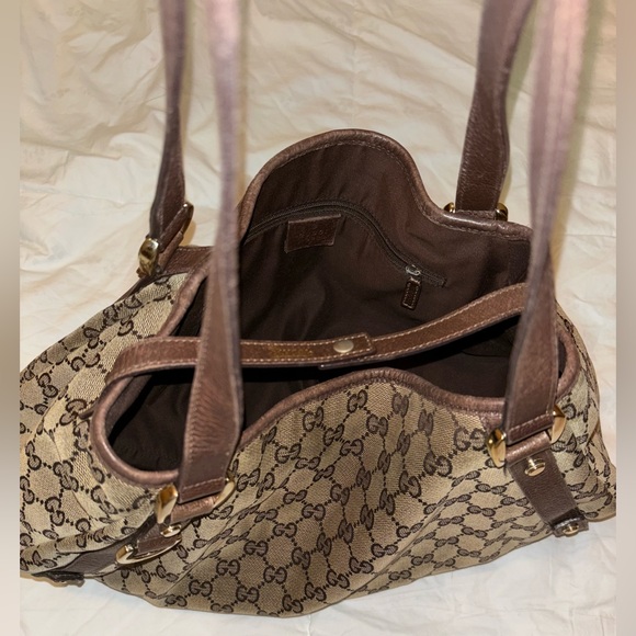 Used Vintage Gucci purse. Brown and tan web design. - Picture 14 of 14